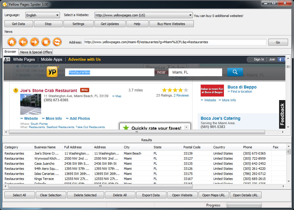 Touche Yellow Pages Spider screenshot Touche Yellow Pages Spider screenshot